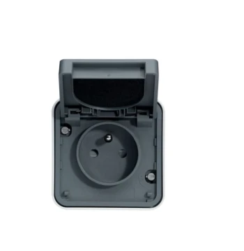 Prise double horizontale CUBYKO 2P+T saillie gris IP55