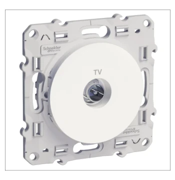 Prise TV simple ODACE blanche (RAL 9003) - Fixation par vis