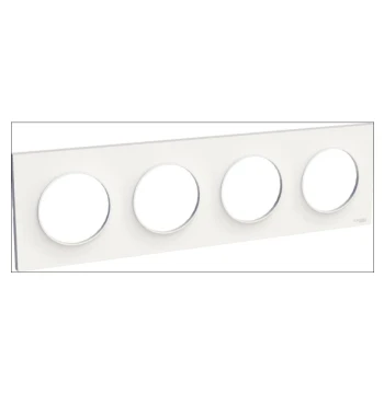 Plaque ODACE STYL blanc 4 postes horizontaux ou verticaux entraxe 71MM
