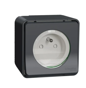 Prise courant MUREVA STYL 2P+T - saillie - IP55 - IK08 - connexion auto - grise