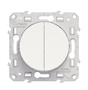 Interrupteur double va-et-vient Blanc ODACE, connexion rapide, à vis
