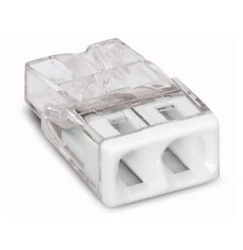Borne de connection Mini à enfichage direct Blanc WAGO 2273 2 entrées de 0,5 à 2,5 MM² 24 A pour fil rigide T°ambiante maxi 60°C  BTE100