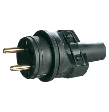 Fiche mâle caoutchouc noire 16A 2P+T IP44