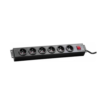 Bloc 6 PC plastique noir 19" + interrupteur