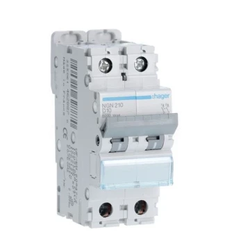 Disjoncteur 2P 6-10kA courbe D - 10A 2 modules