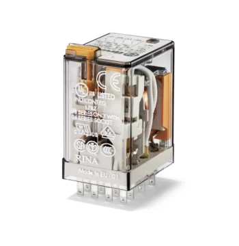 Relais industriel, 4RT 7A 12V AC, matériau des contacts AgNi, avec bouton test et indicateur mécanique, embrochable sur support série 94