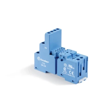 Support 10A 250V, température ambiante -40° à 70°C, pour série 5534, de couleur bleue, raccordement bobine et contacts séparé, étrier métallique, bornes à cage, montage sur panneau ou rail 35MM