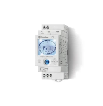 Intérrupteur horaire hebdomadaire, digital, 1 inverseur 16A 110 à 230V AC/DC, écran LCD rétro éclairé, programmation manuelle ou par smartphone avec système NFC, réserve de marche 6 ans