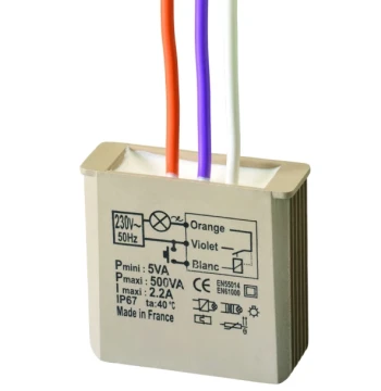 Télérupteur  MTR500E gamme 500W encastré filaire sans neutre