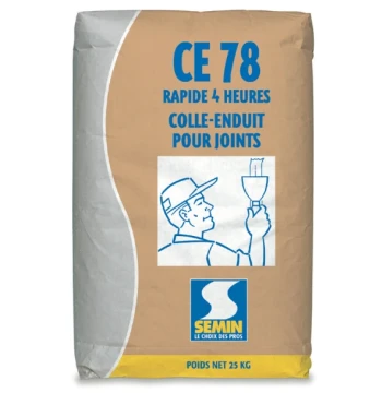 Enduit de finition plaque de plâtre SEMIN ENDUIT CE78 rapide  4 H sac de 25 kg