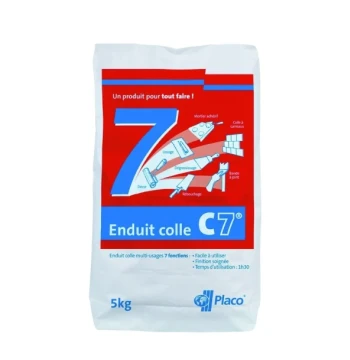 Enduit de finition plaque de plâtre PLACOPLATRE ENDUITCOLLE C7 multi usage sac de 15 kg