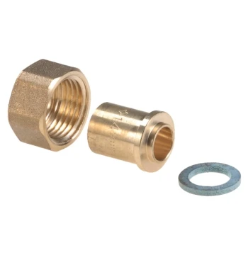 Raccord droit 2 pièces à joint plat CAL12 écrou 1/2" CU14