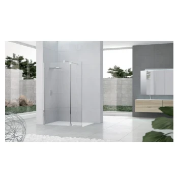 Paroi fixe KUADRA H 80 avec barre de renfort extensible 77-80 CM verre trempé transparent chromé