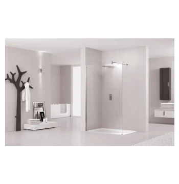 Paroi fixe LUNES H 80 avec barre de renfort extensible 77-78.5 CM verre trempé transparent silver