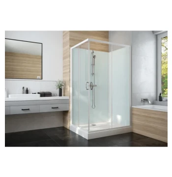 Cabine IZIGLASS 2 carrée angle portes coulissantes verre transparent