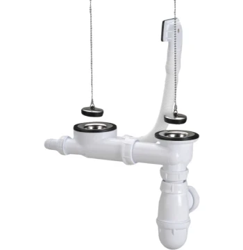 Vidage complet avec siphon pour évier inox 2 bacs EVINOX 2C