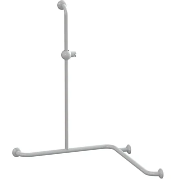 Barre 2 murs avec douche 750 x 750 x 1000 MM support douchette aluminium blanc D30 & D25 MM