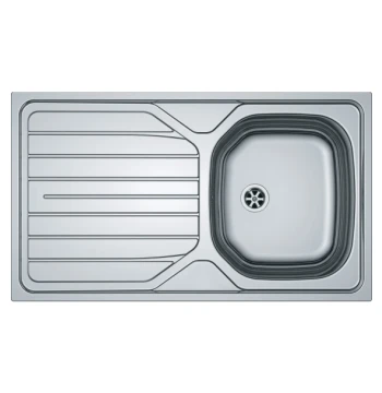 "Evier INOX DEKOR 1 cuve 860x500MM réversible 3 1/2"" vidage auto"