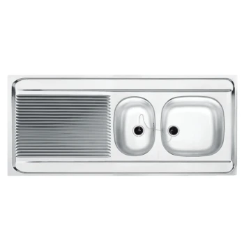 Evier inox à poser 2 cuves 1 egouttoir