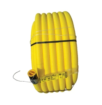 Gaine JANOFLEX jaune en polyéthylène pour la protection et passage de conduits de gaz enterrés. double paroi, annelée extérieur, extérieur lisse. couronne -  ø  40mm - longueur 25m