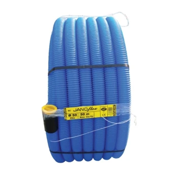 Gaine TPE bleue en polyéthylène pour la protection et passage des tubes AEP enterrés, double paroi, annelée extérieur, extérieur lisse couronne 50ML D50MM