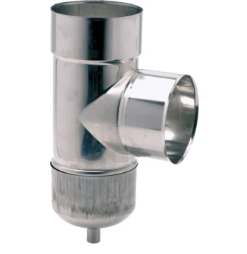 Té de tubage 90° + purge inox 80