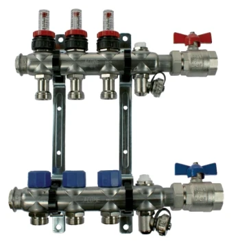 Ensemble répartiteur monobloc inoxydable avec vannes/sans raccords