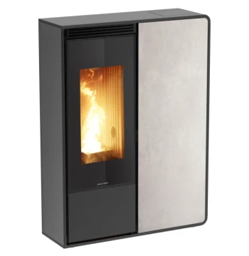 Poêle DORY vitre frontale 9kW + sortie fumée supérieur D80MM habillage profil noir