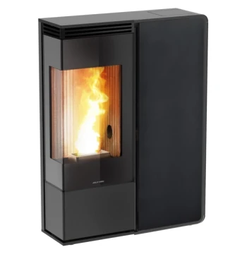 Poêle DORY vitre frontale 9kW + sortie fumée supérieur D80MM habillage profil noir