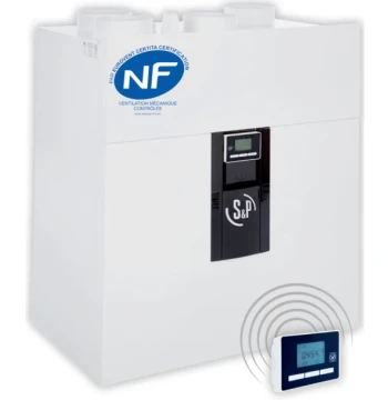 VMC double flux très haut rendement 88% 325 m3h pilotable par commande radio