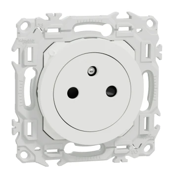 Prise Schneider Odace 2P+T affleurante blanc craie bornes automatiques - Réf. 3978229