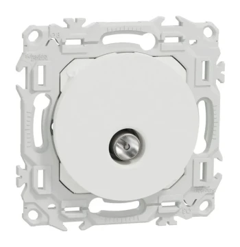 Prise TV Schneider Odace simple mâle - Sortie coaxiale 9,52 mm blanc craie - Réf. 3978261