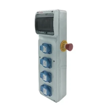 Coffret de chantier monophasé 4 prises 2P+T 16A Famatel avec arrêt d'urgence - Réf. 2317200